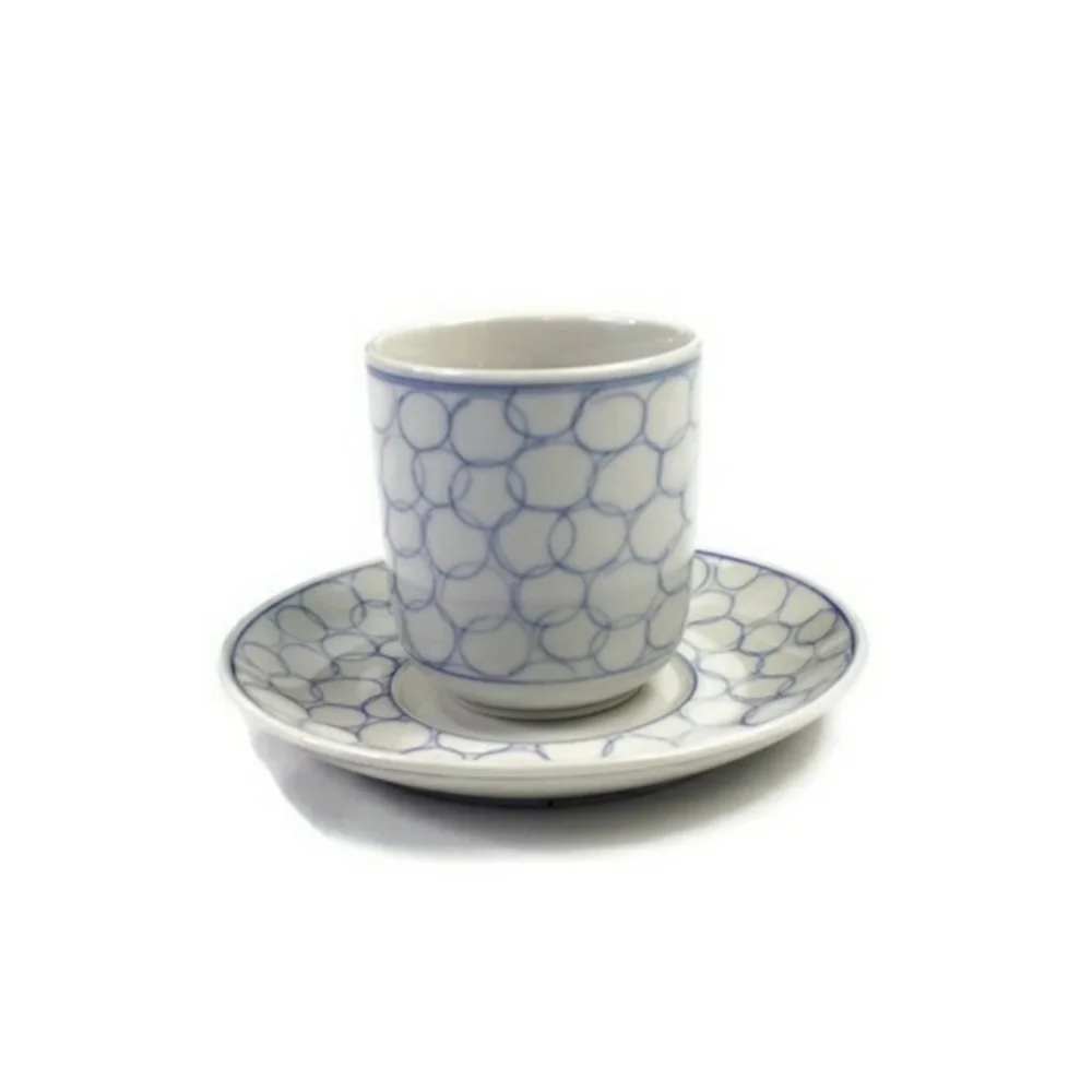 IKEA 17335 Blue Circle Coffee/Teacup with Saucer-2 Piece Replacement Set NEW